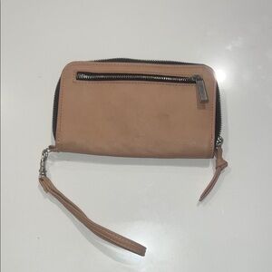 Tan Leather Wristlet Wallet